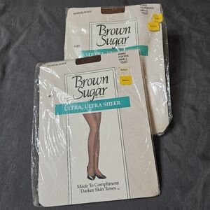 Vintage Brown Sugar Ultra Ultra Sheer Sandalfoot Pantyhose NEW NIP Lot of 2